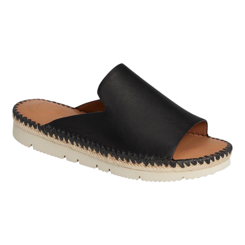 Gentle Souls Women's Leilani Leather Flatform Slide Sandals Black Size 5